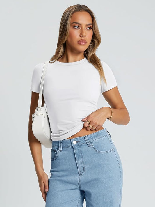 Basic Slim Fit Crop Summer Tee
